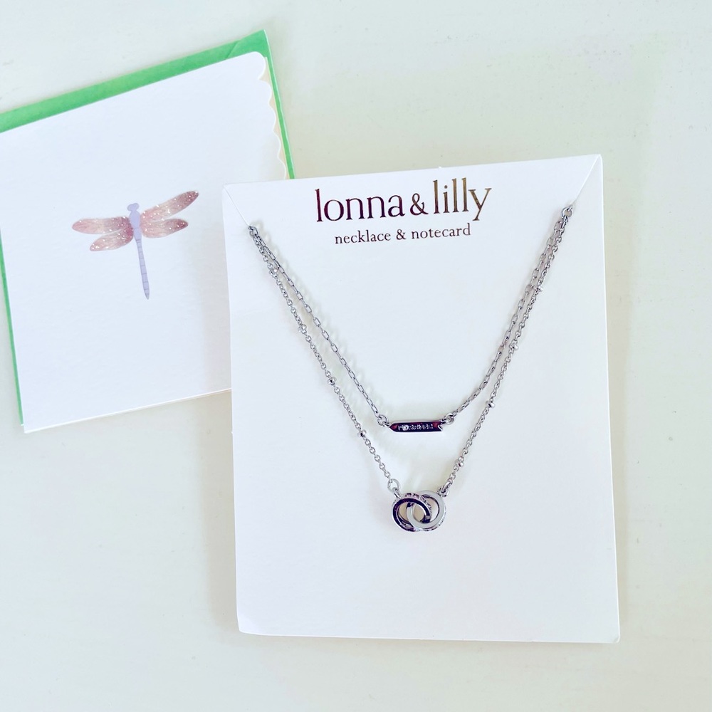 Lonna & Lilly Necklace “with love forever” Interlock Ring Pendant